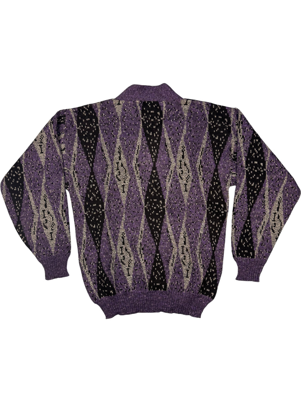 Rich Boy Purple Geometric Knit Sweater - M - Think Vintage Online Ltd