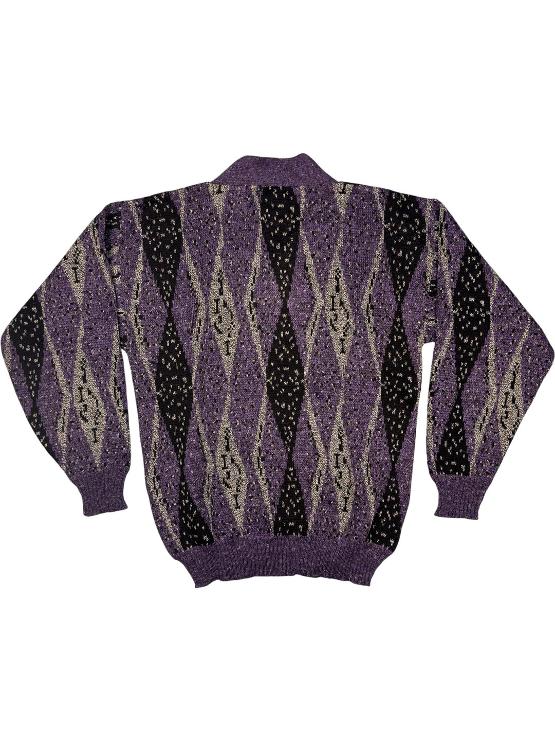Rich Boy Purple Geometric Knit Sweater - M - Think Vintage Online Ltd
