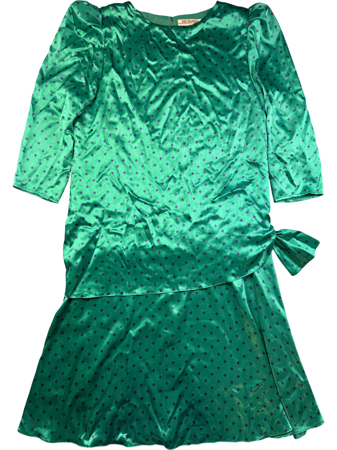 Richard Green Satin Polka Dot Midi Dress - M/L - Think Vintage ltd