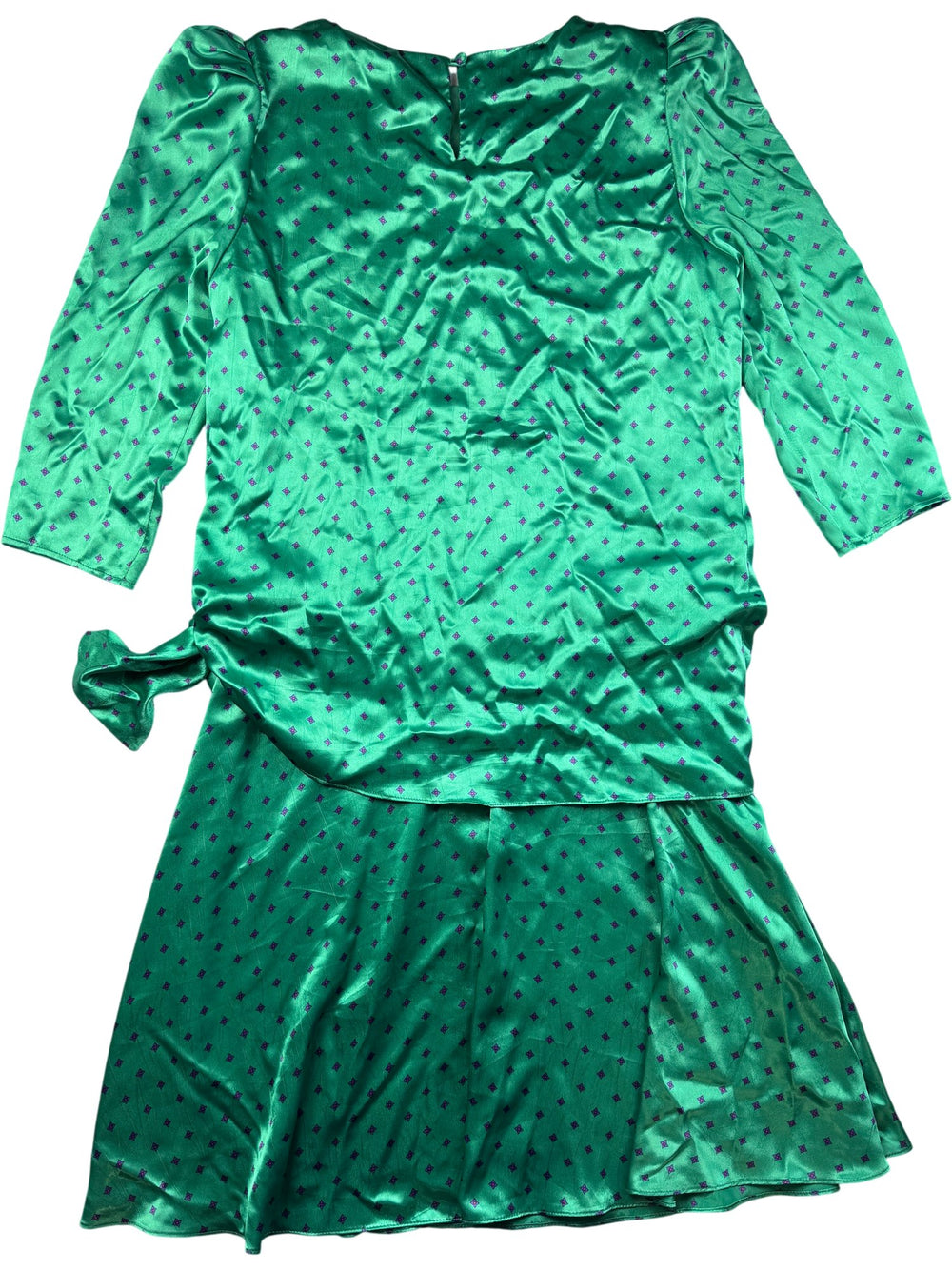 Richard Green Satin Polka Dot Midi Dress - M/L - Think Vintage ltd