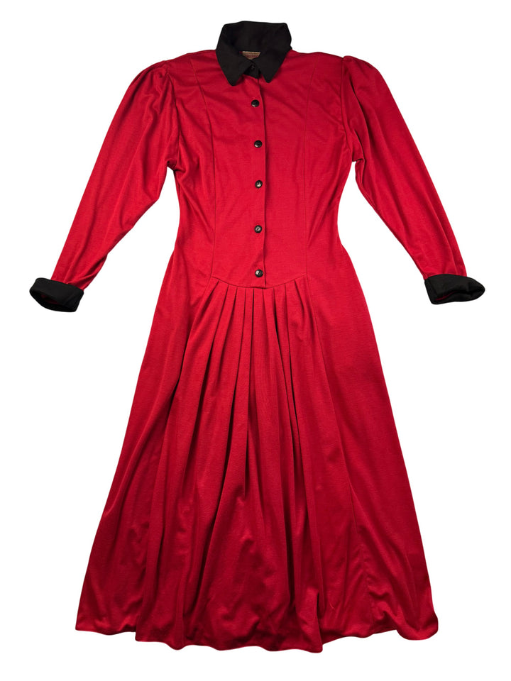 Richards Red Long Sleeve Dress - S - Think Vintage Online Ltd