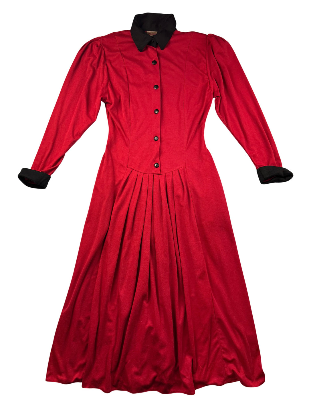 Richards Red Long Sleeve Dress - S - Think Vintage ltd