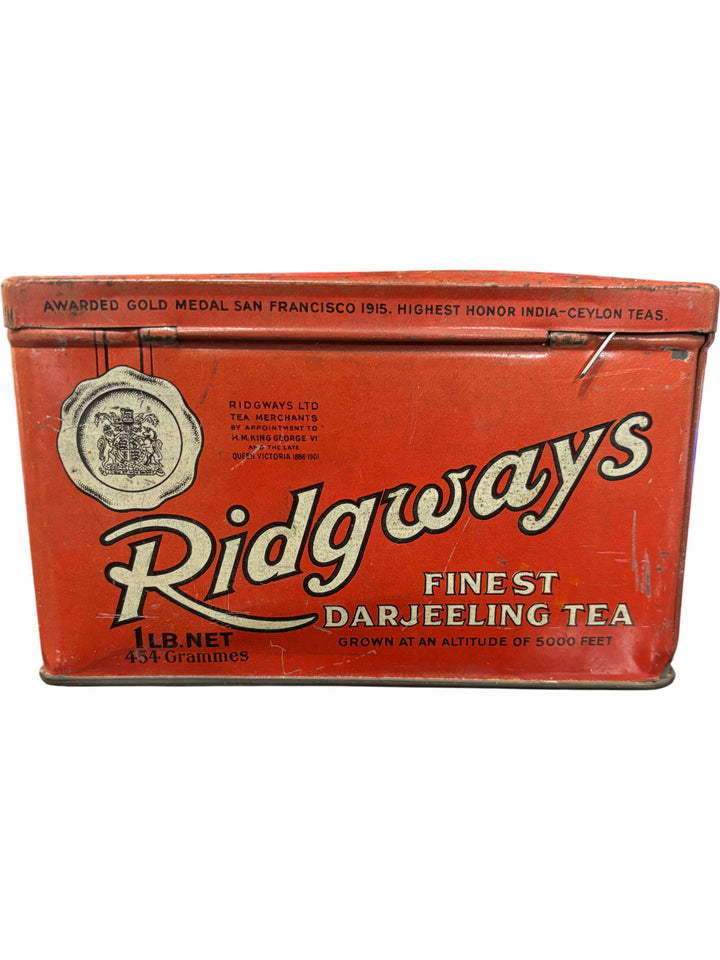 Ridgways Finest Darjeeling Tea Tin Vintage Advertising Collectable - Think Vintage ltd