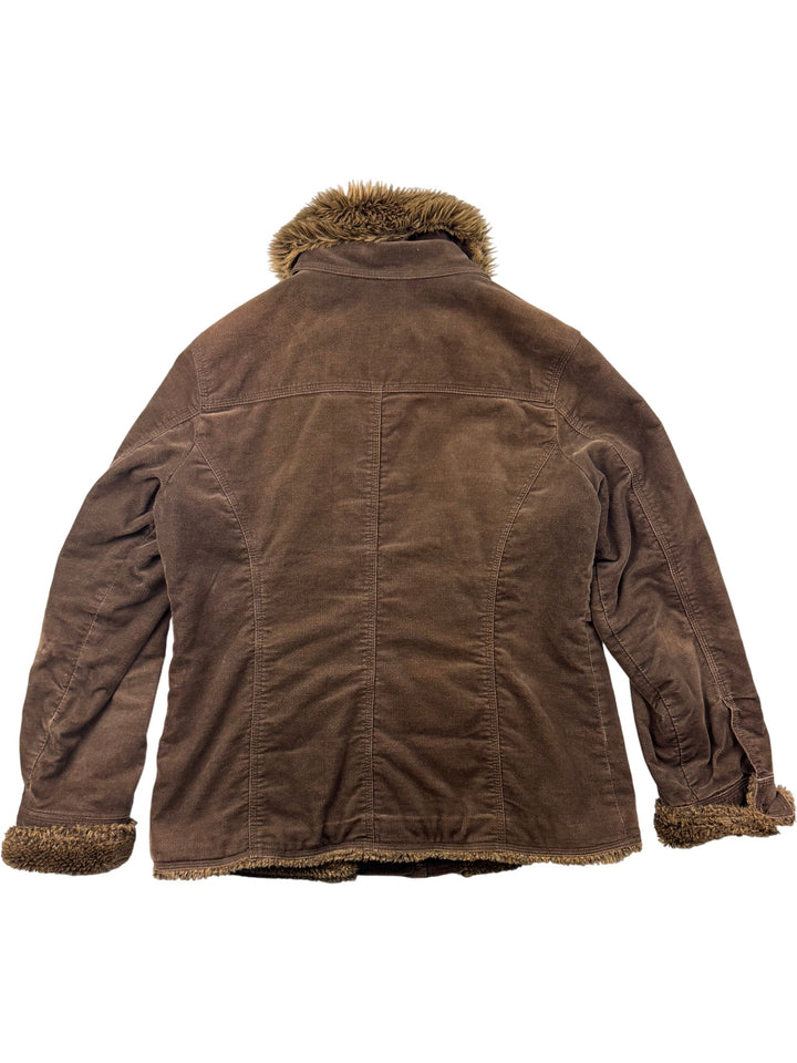 Rocha Brown Faux Fur Collar Coat - L