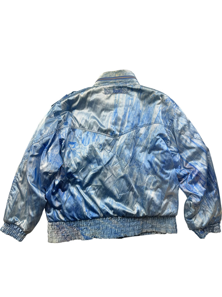 Rodeo Blue Tie-Dye Puffer Jacket - M - Think Vintage Online Ltd
