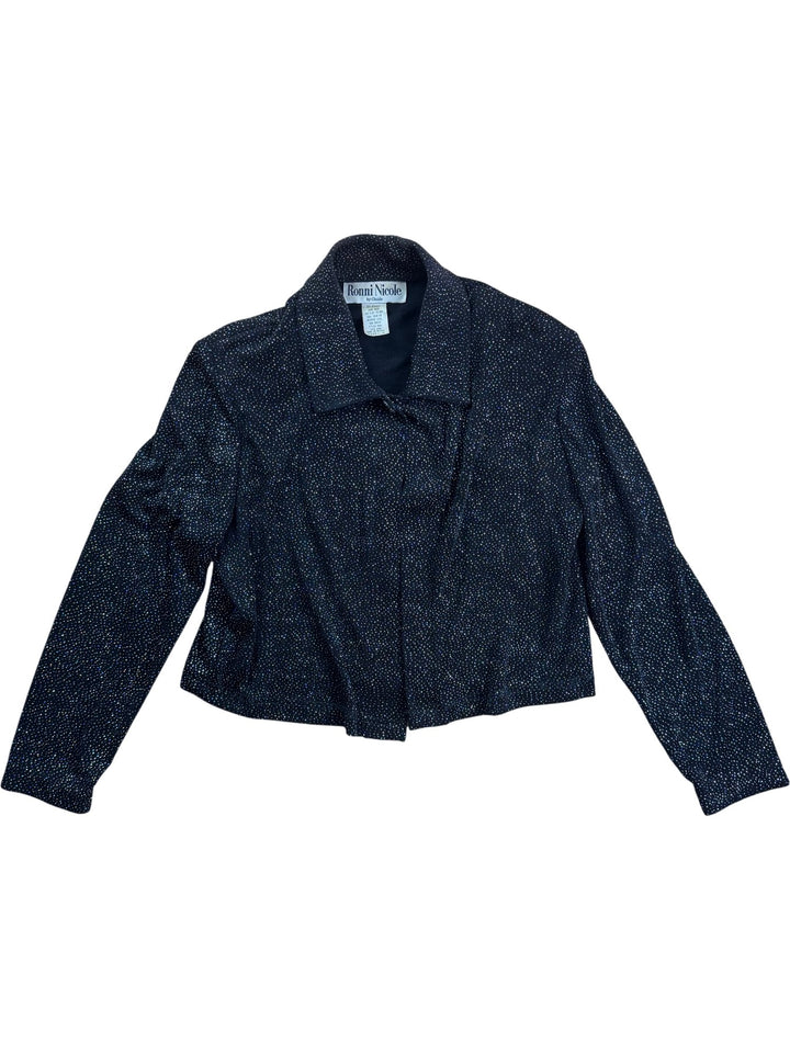 Ronni Nicole Black Glitter Jacket - S - Think Vintage ltd