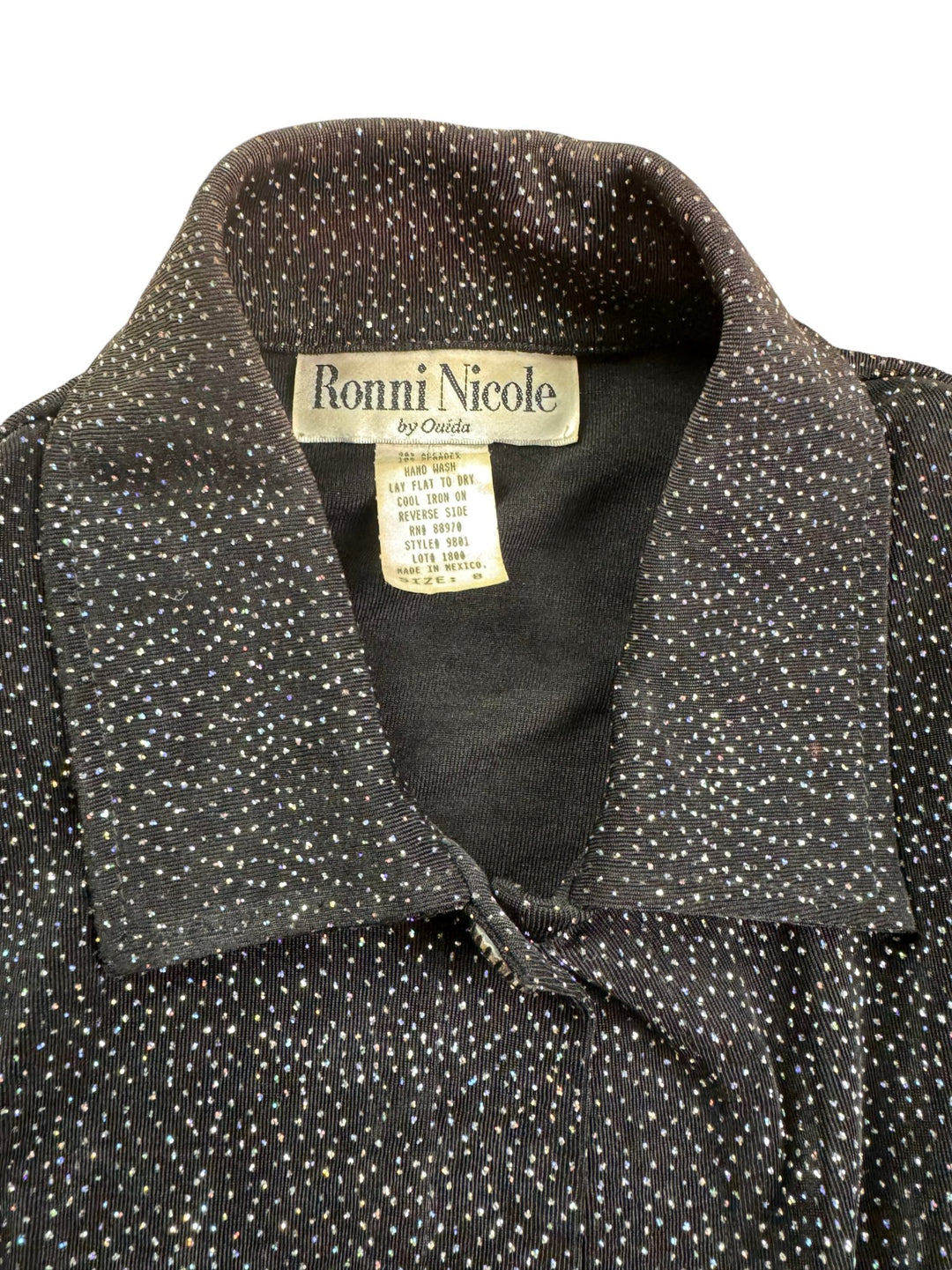 Ronni Nicole Black Glitter Jacket - S - Think Vintage ltd