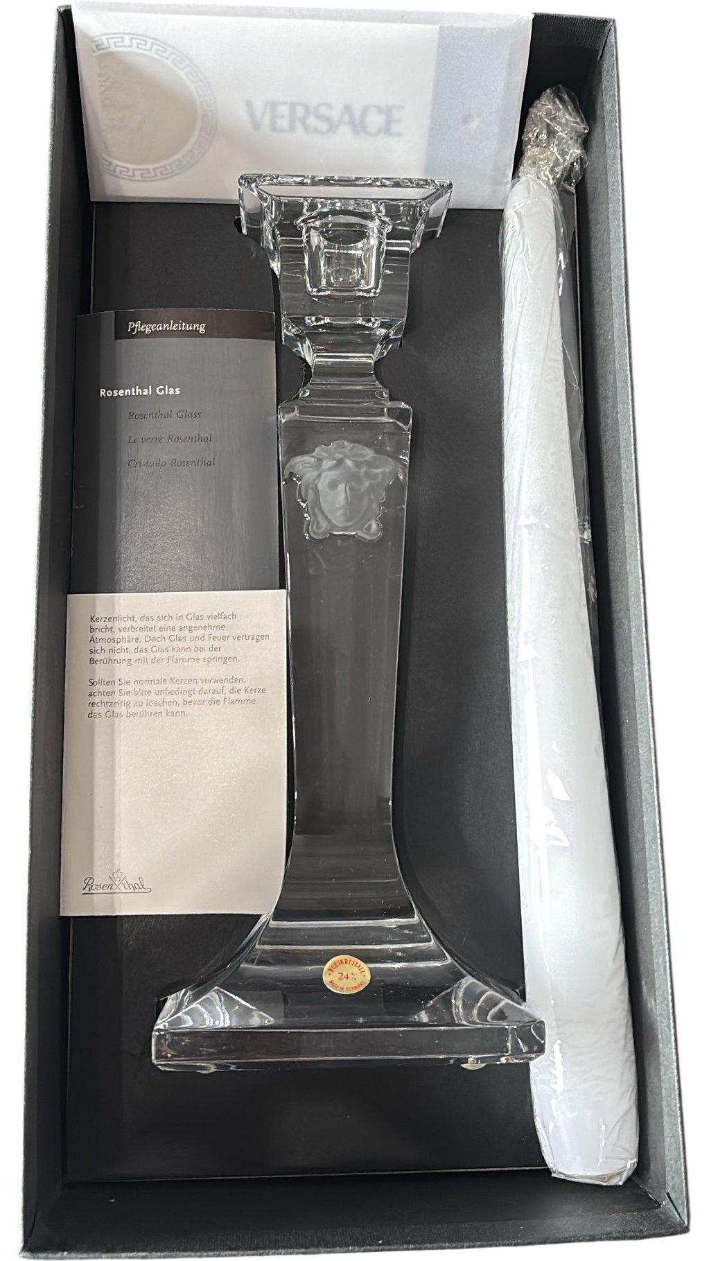 Rosenthal Versace Medusa Gorgona Candleholder 20cm Glass Collectable - Think Vintage ltd