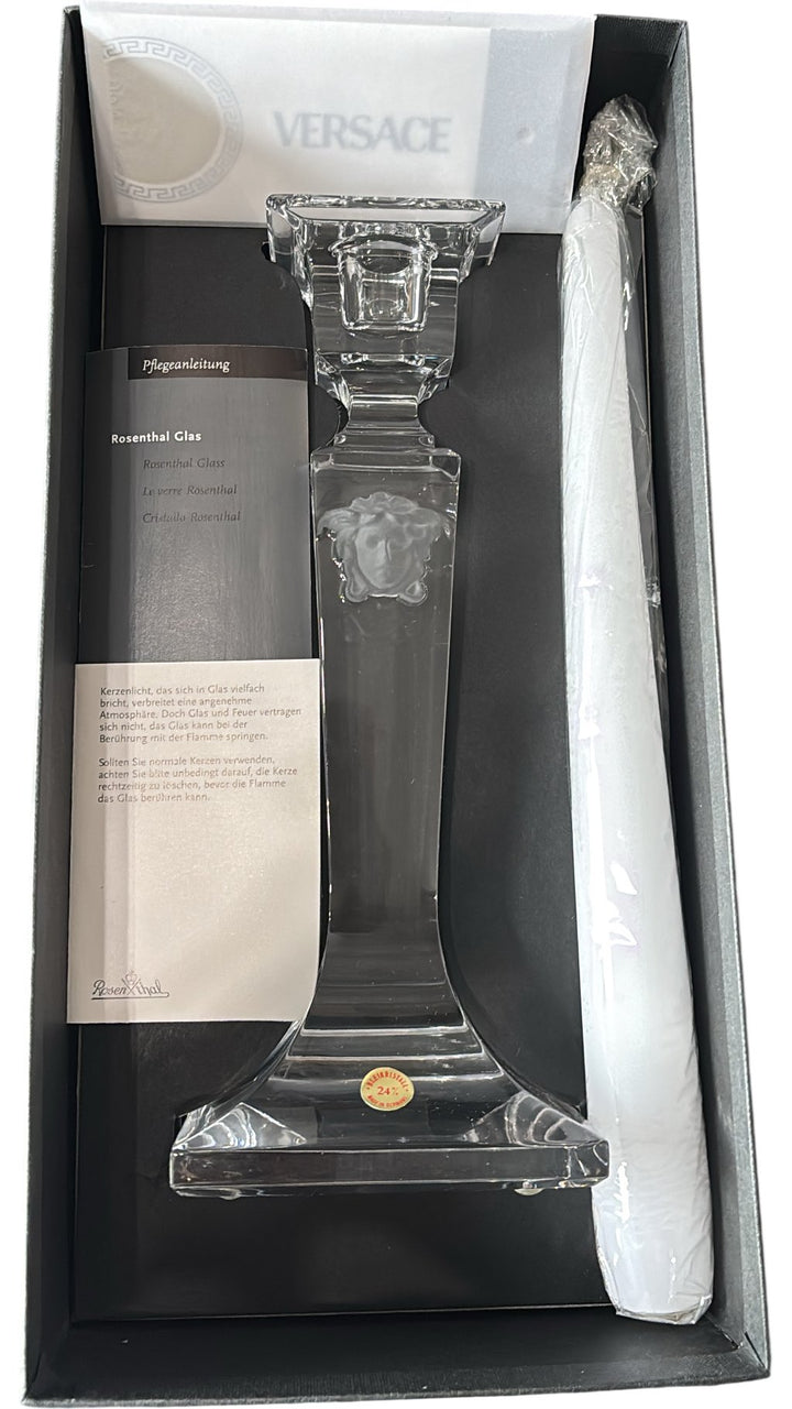 Rosenthal Versace Medusa Gorgona Candleholder 20cm Glass Collectable - Think Vintage ltd