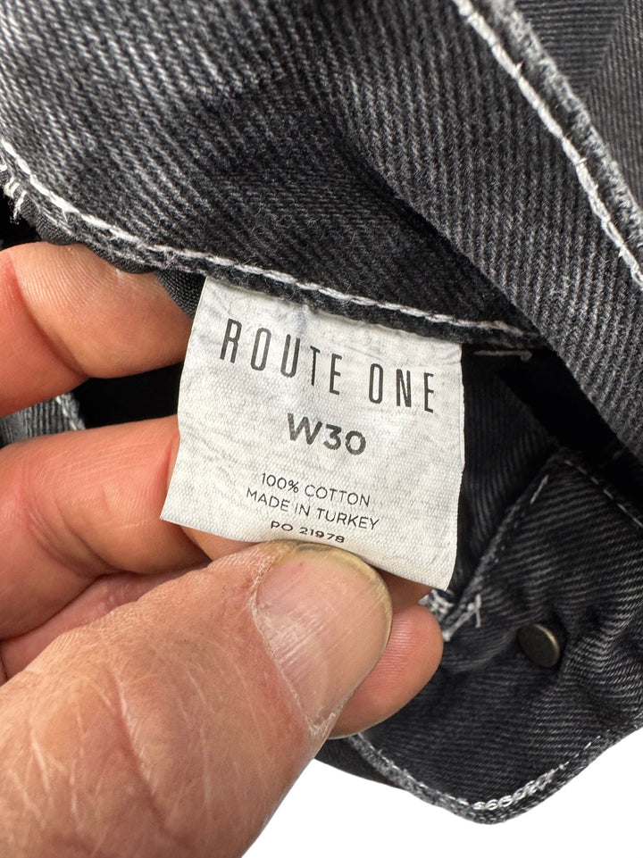 Route One Black Denim Shorts - W30 - Think Vintage ltd