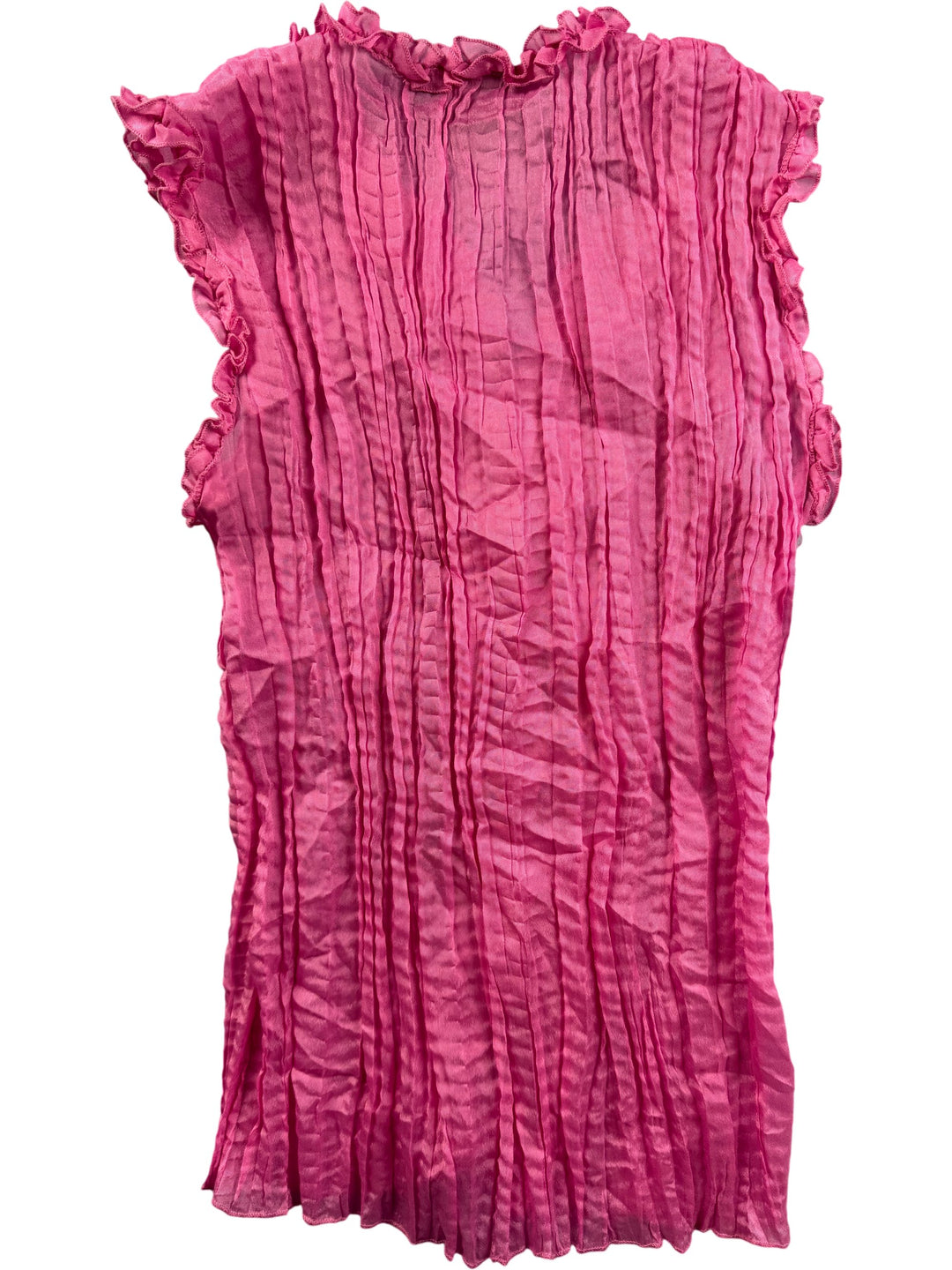 Ruffled Pink Sleeveless Blouse - S - Think Vintage Online Ltd