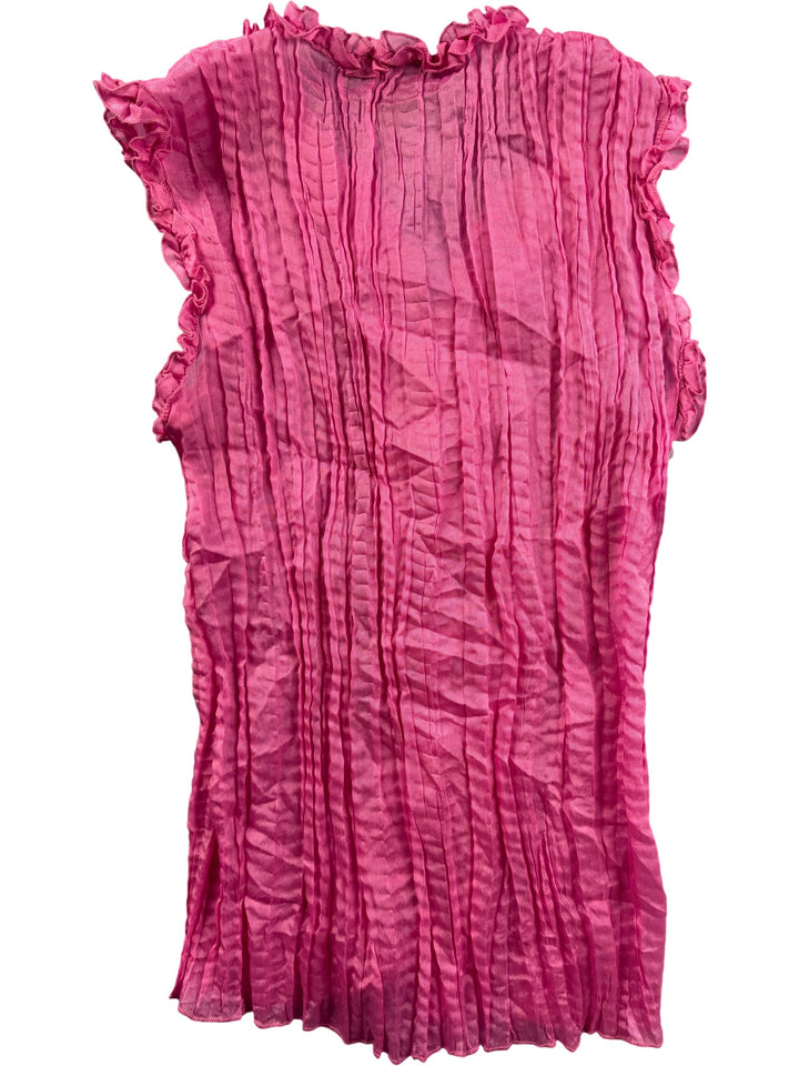Ruffled Pink Sleeveless Blouse - S - Think Vintage Online Ltd