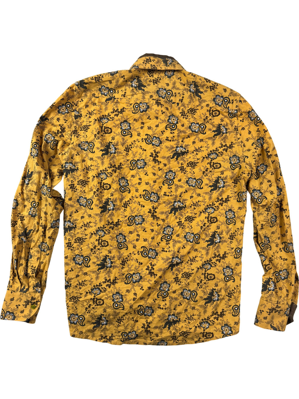 Russell & Giles Floral Yellow Tailored Shirt - M - Think Vintage Online Ltd