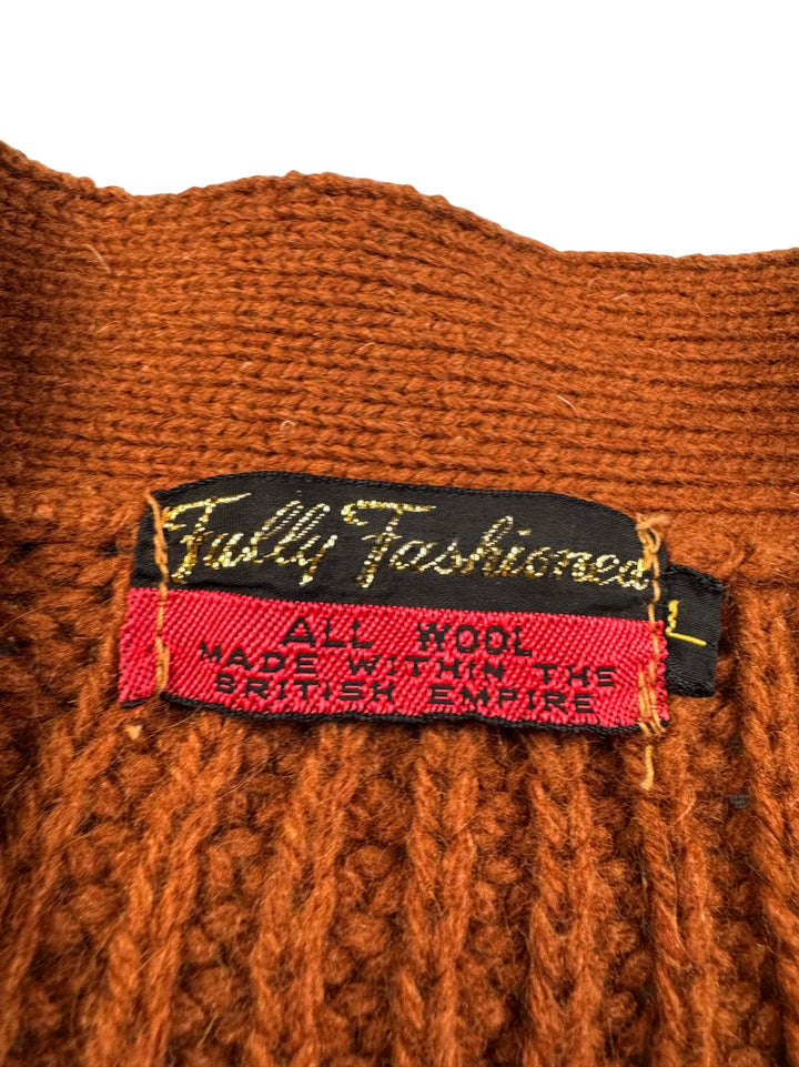 Rust Wool Cardigan - Think Vintage Online Ltd