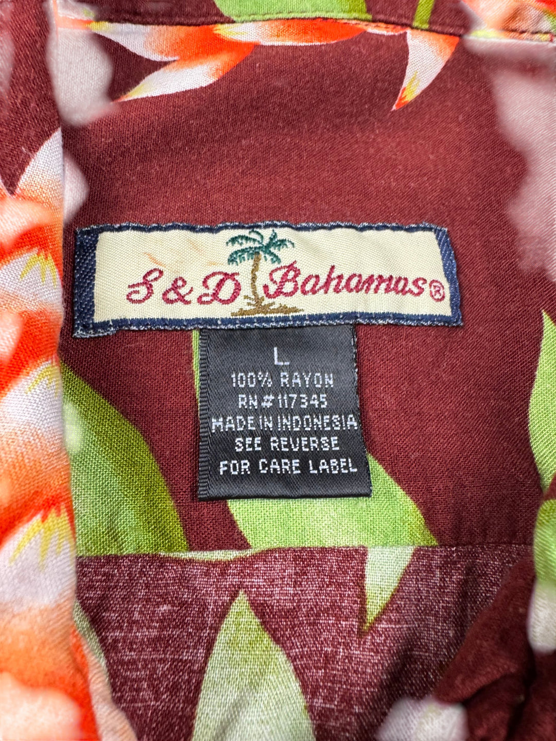 S&D Bahamas Floral Short Sleeve Shirt - L - Think Vintage Online Ltd