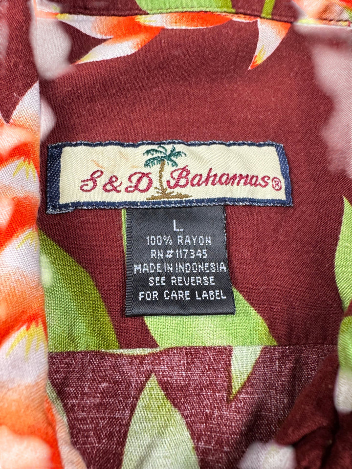S&D Bahamas Floral Short Sleeve Shirt - L - Think Vintage ltd