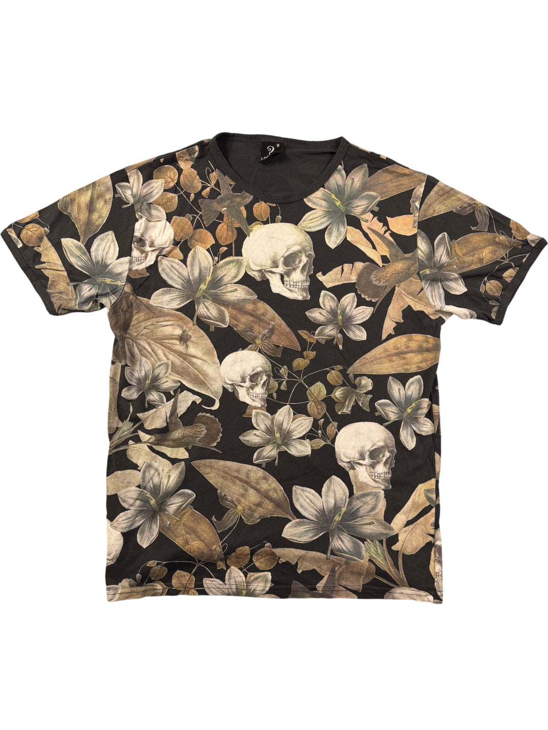 S-Ponder Skull Floral T-Shirt - M - Think Vintage Online Ltd