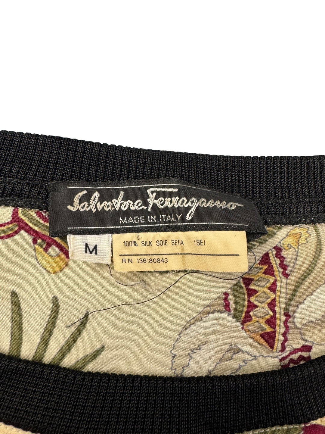 Salvatore Ferragamo Silk Patterned Sweatshirt - M/L - Think Vintage ltd