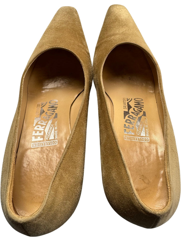 Salvatore Ferragamo Suede Heels - Think Vintage ltd