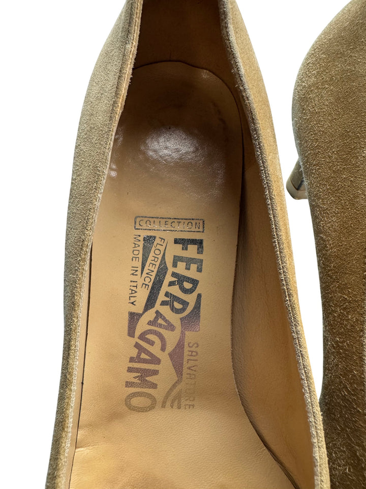 Salvatore Ferragamo Suede Heels - Think Vintage ltd