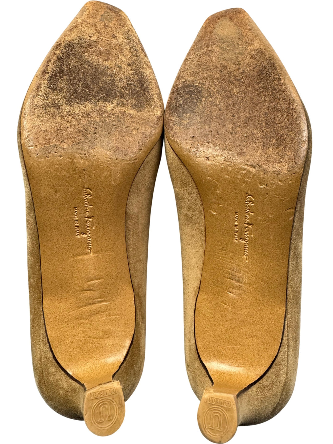 Salvatore Ferragamo Suede Heels - Think Vintage ltd