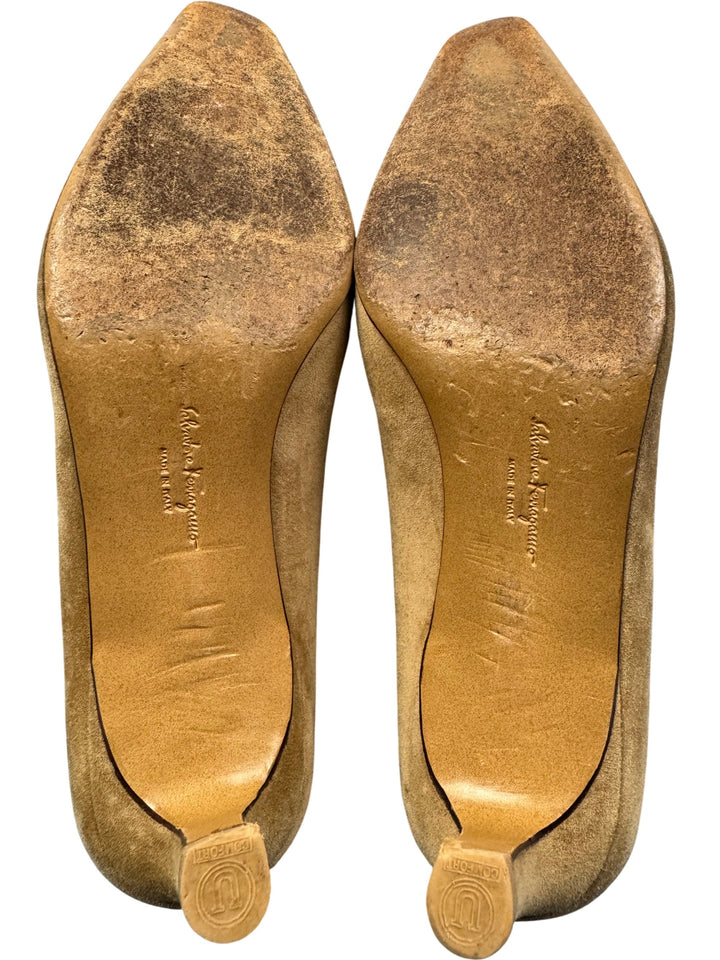 Salvatore Ferragamo Suede Heels - Think Vintage ltd