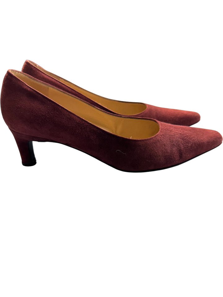 Salvatore Ferragamo Suede Square Toe Heels - Think Vintage ltd