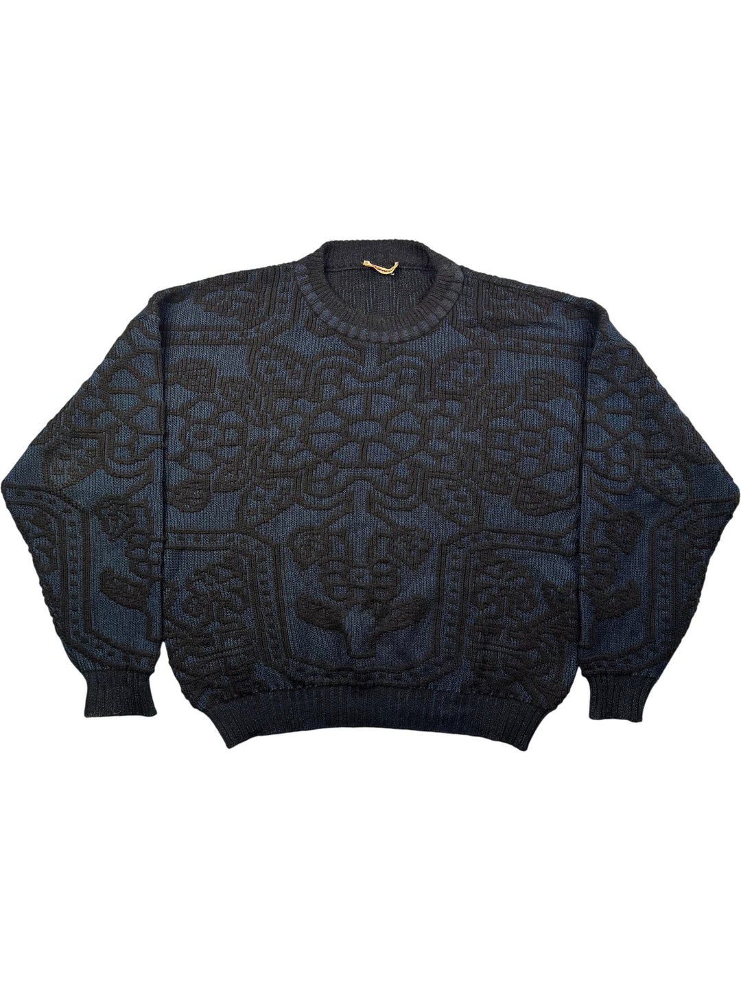 San Valentino Black Patterned Knit Jumper - Think Vintage ltd