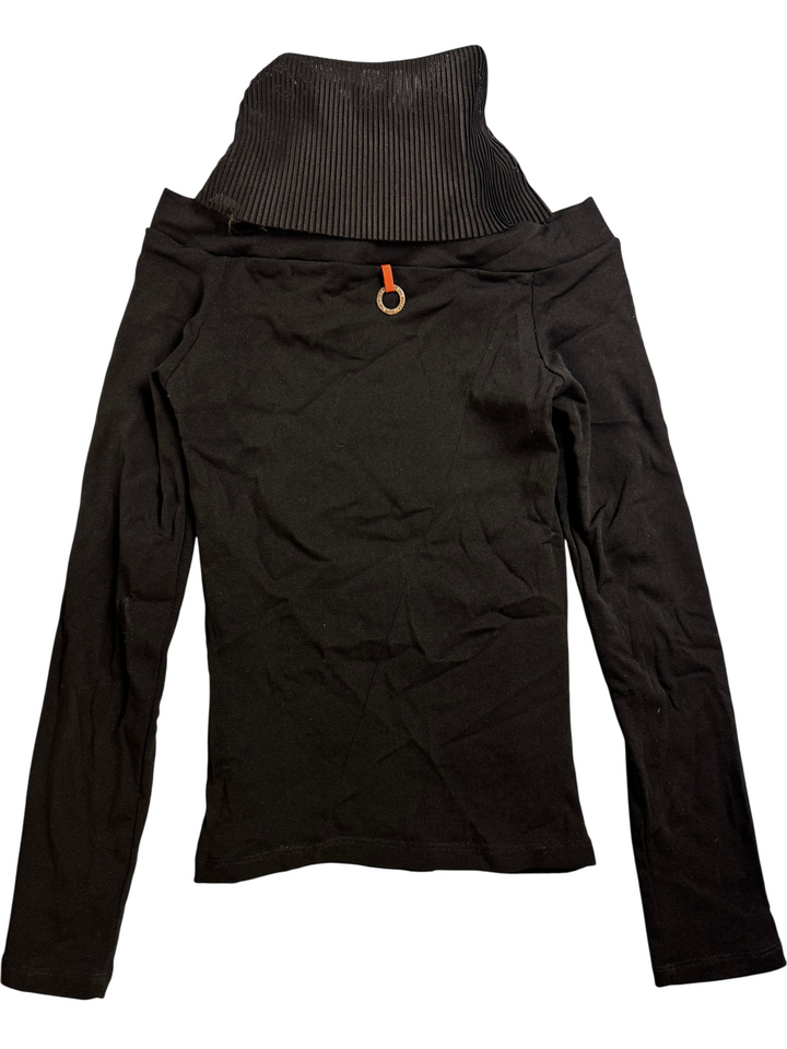 Save The Queen Black Embroidered Long Sleeve Top - XS - Think Vintage ltd
