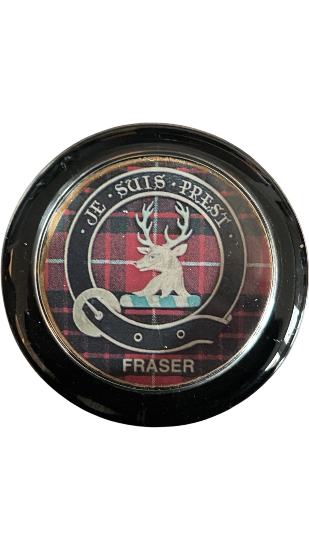 Scottish Clan Fraser Badge Je Suis Prest Tartan Paper Weight - Think Vintage Online Ltd