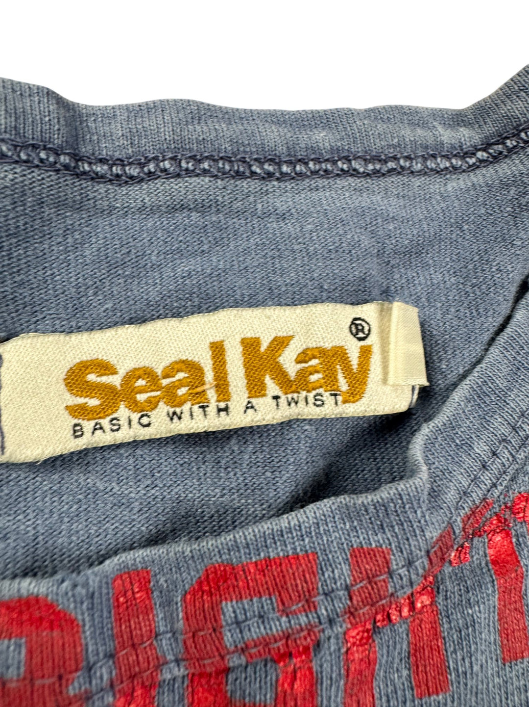 Seal Kay Blue Graphic T-Shirt - M - Think Vintage ltd