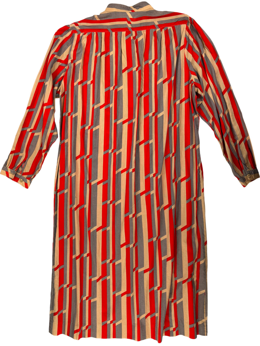 Selective Marketplace Red Geometric Long Sleeved Dress - XL - Think Vintage