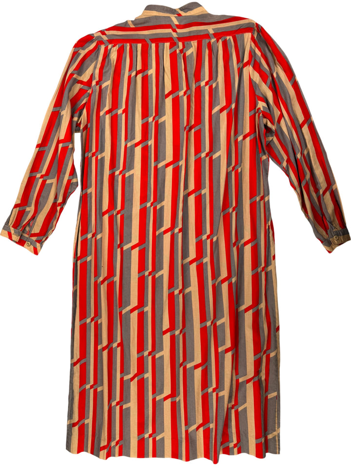 Selective Marketplace Red Geometric Long Sleeved Dress - XL - Think Vintage