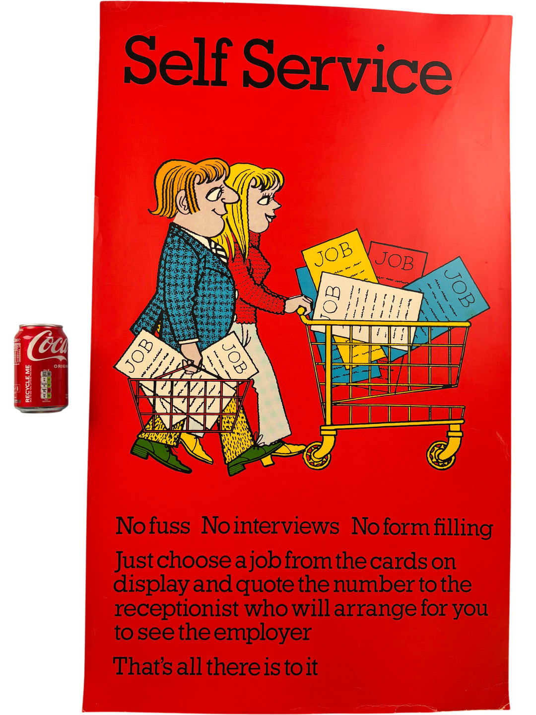 Self Service Poster No Interviews Cartoon Art Print Red - Think Vintage Online Ltd