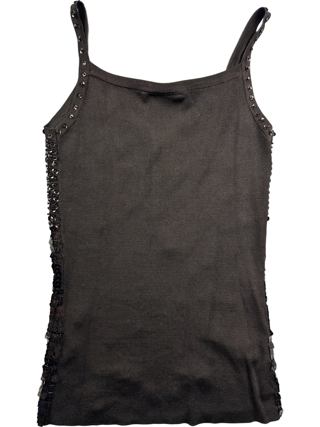 Sequin Embellished Black Sleeveless Top - S - Think Vintage Online Ltd