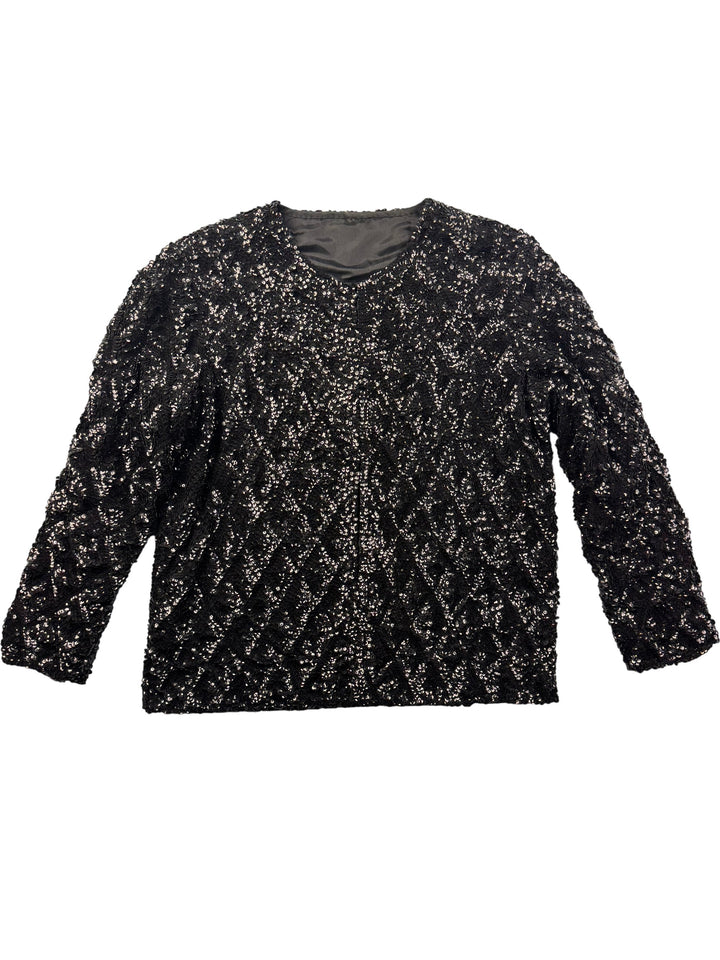 Sequin Patterned Long Sleeved Jacket - M - Think Vintage ltd