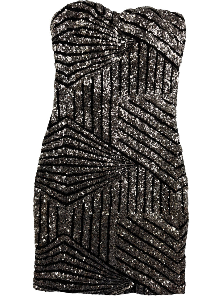 Sequin Strapless Mini Dress - S - Think Vintage