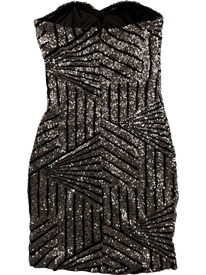 Sequin Strapless Mini Dress - S - Think Vintage