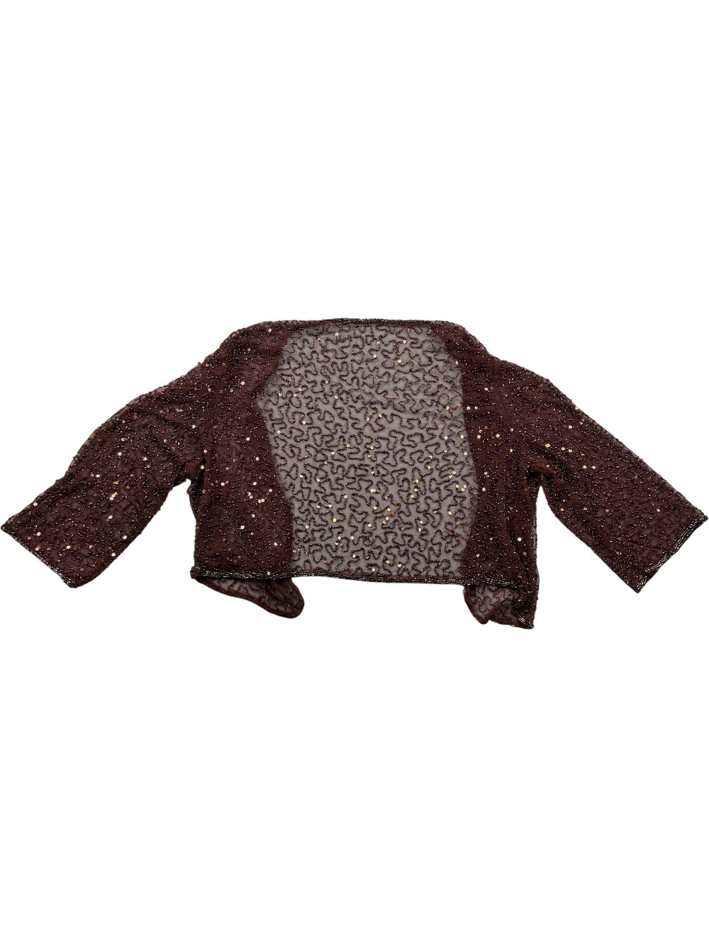 Sequined Brown Bolero Jacket - S - Think Vintage Online Ltd