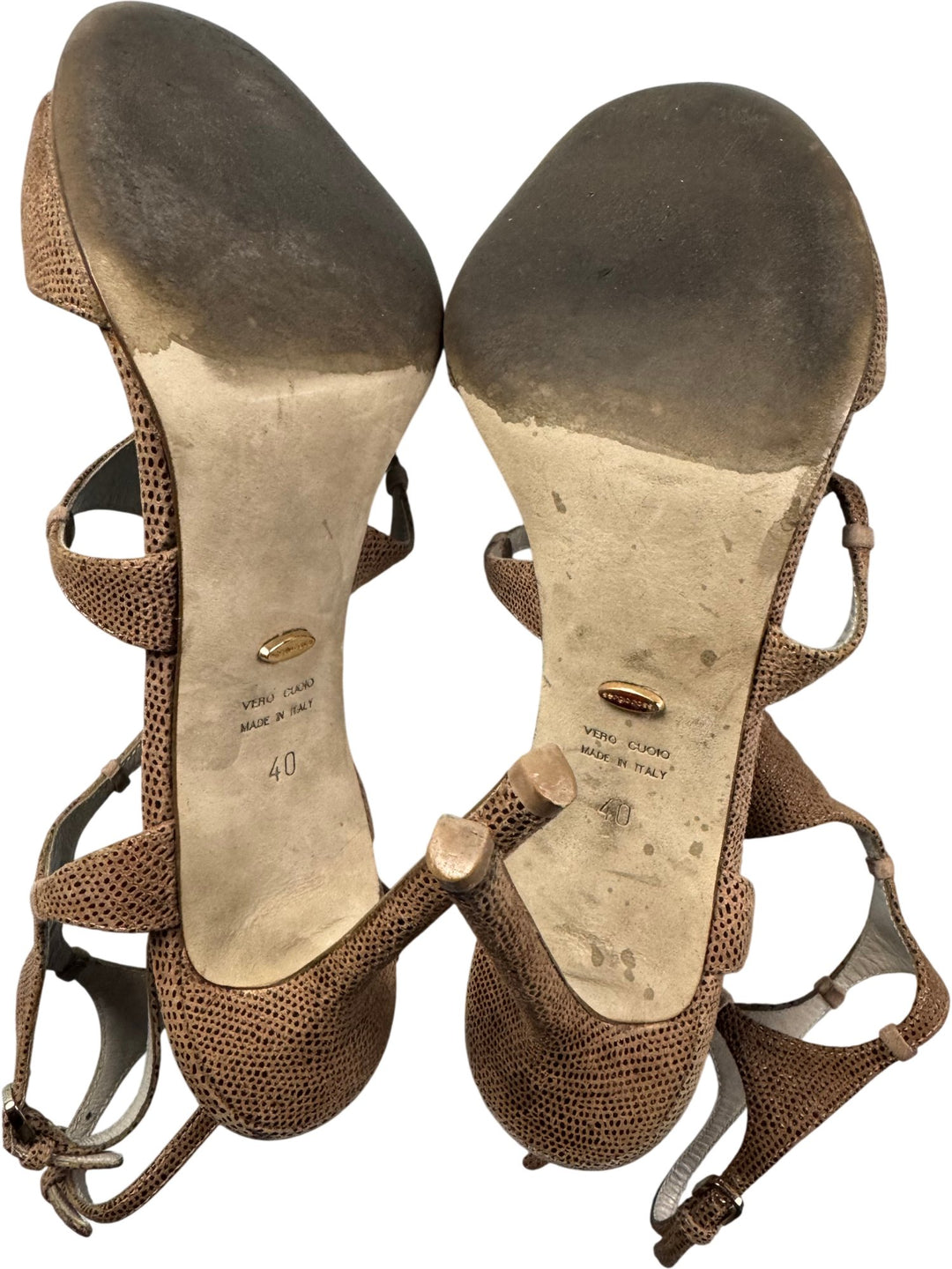 Sergio Rossi Brown Peep Toe High Heels - 6.5 - Think Vintage ltd