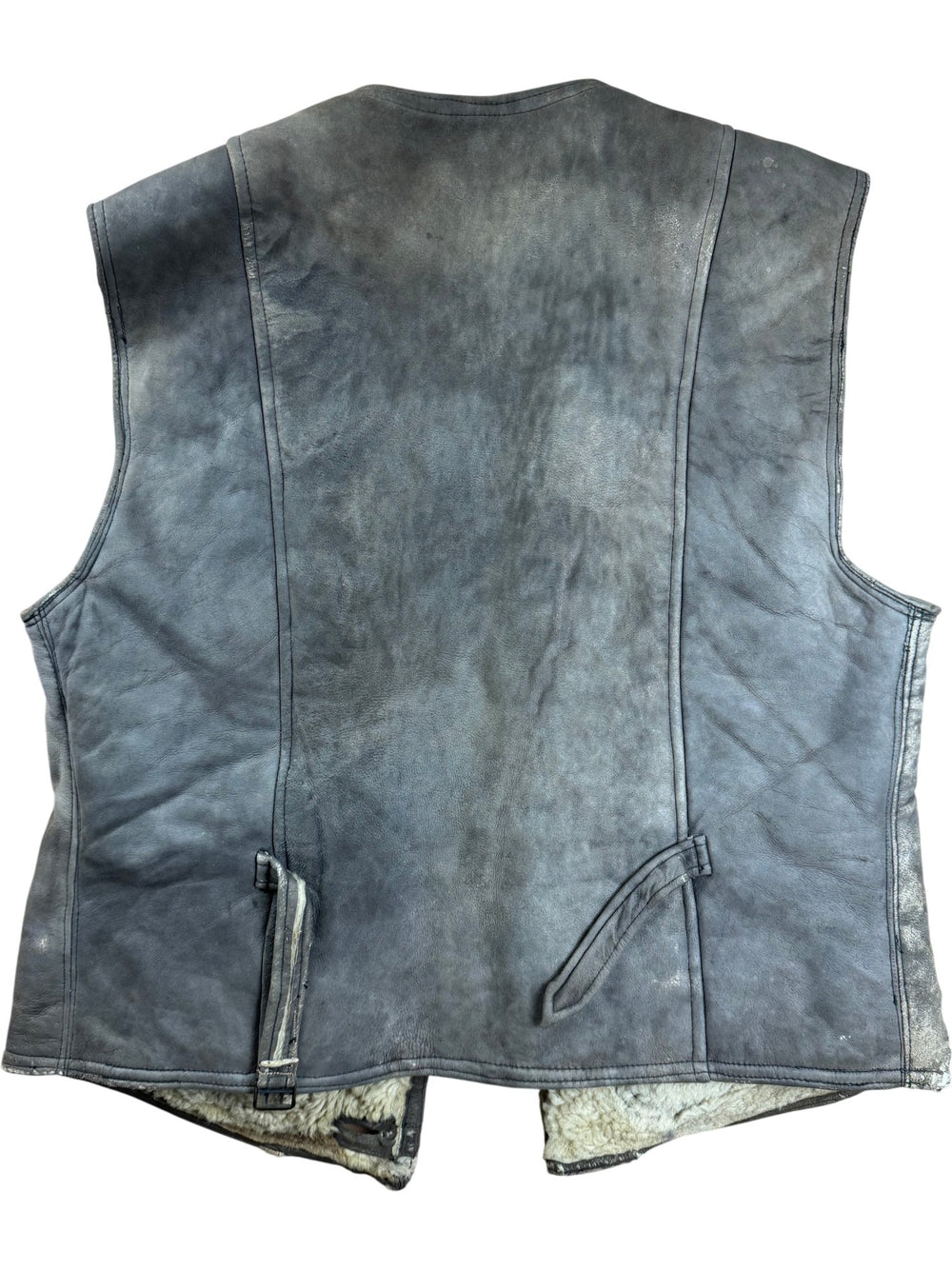 Shearling Lined Leather Waistcoat - Think Vintage ltd