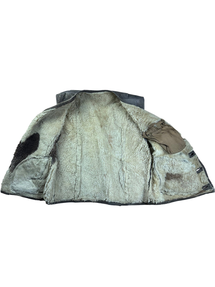 Shearling Lined Leather Waistcoat - Think Vintage ltd