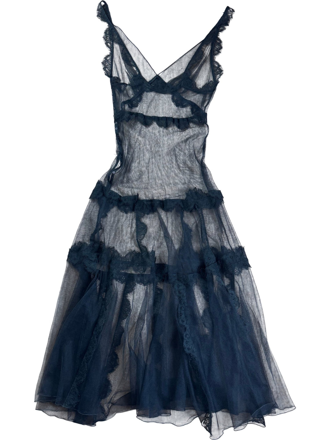 Sheer Black Lace Dress - XS - Think Vintage ltd