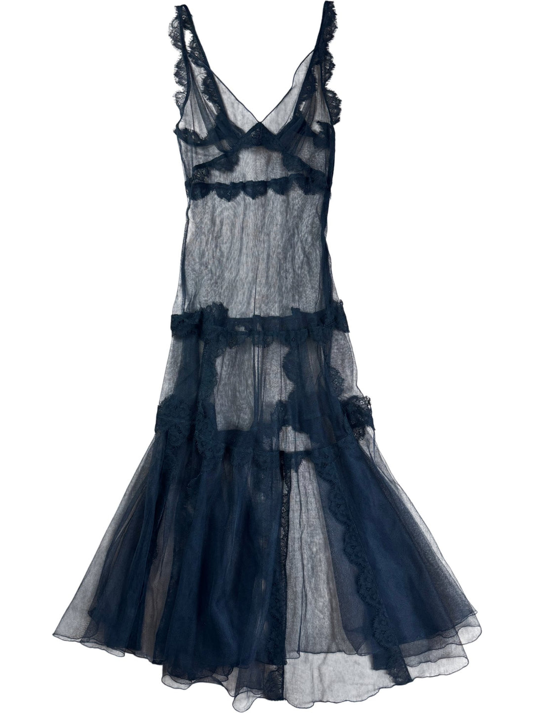 Sheer Black Lace Dress - XS - Think Vintage ltd