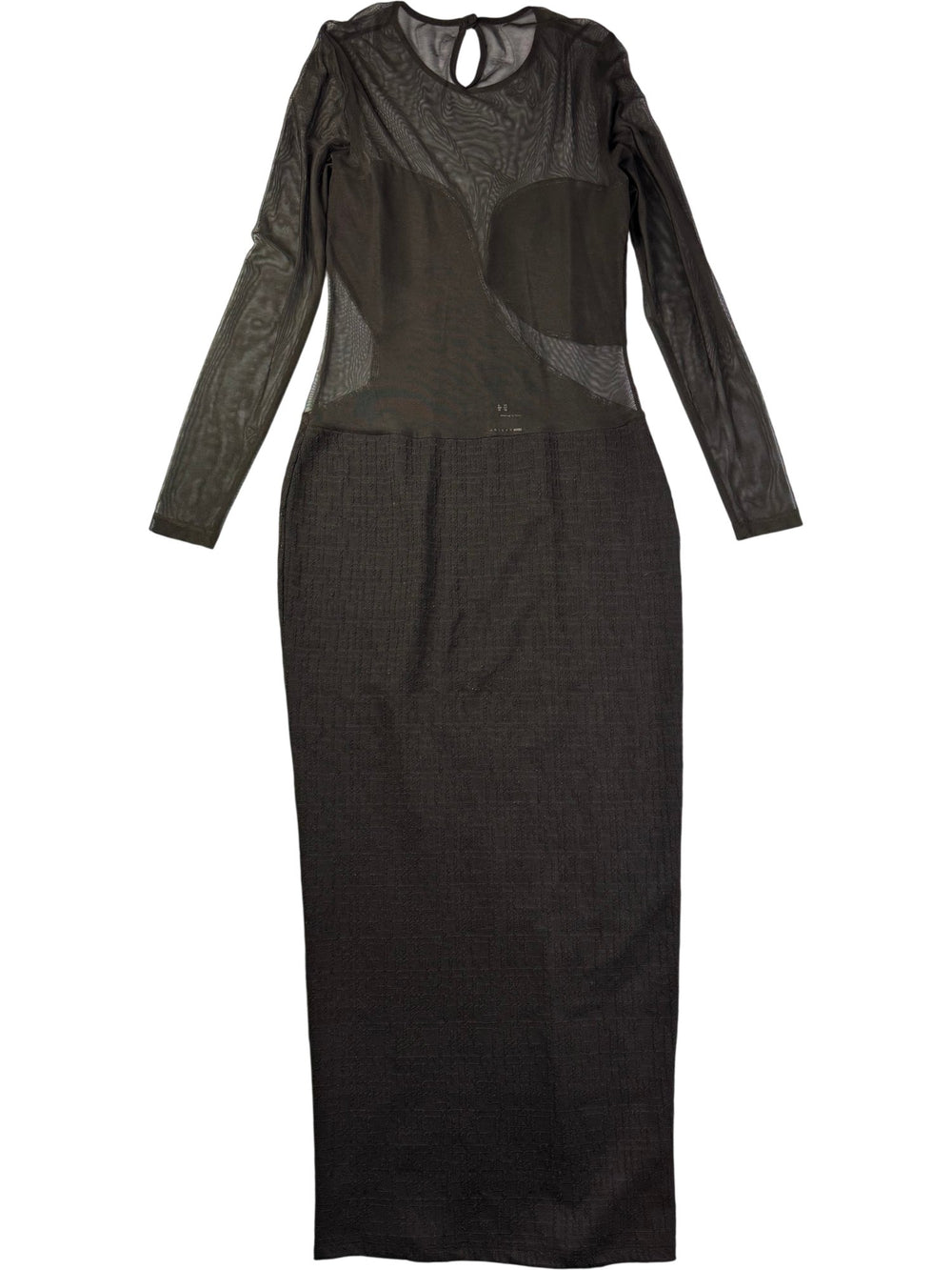 Sheer Panel Long Sleeve Dress - S - Think Vintage ltd