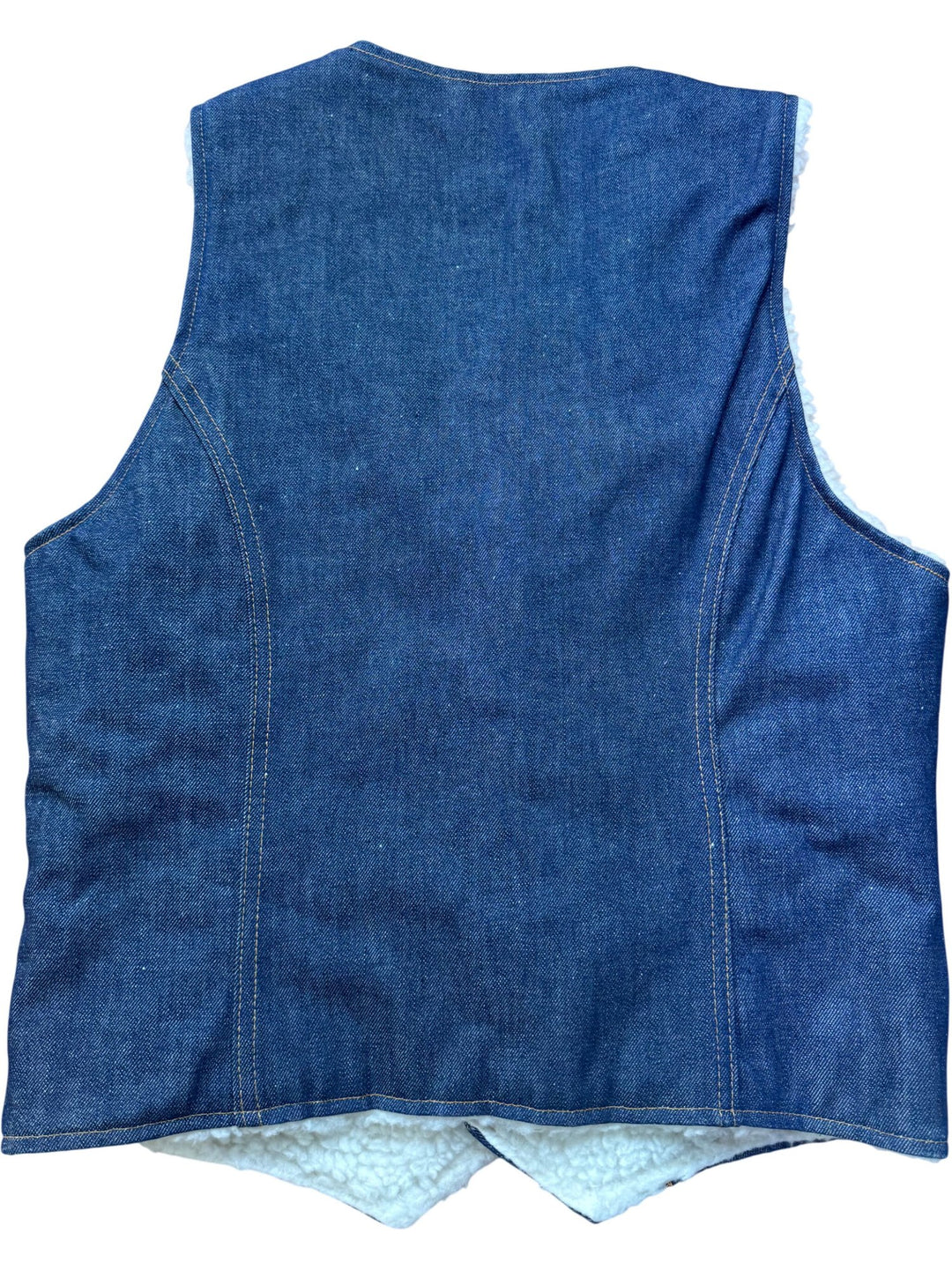 Sherpa Lined Denim Vest Jacket - M