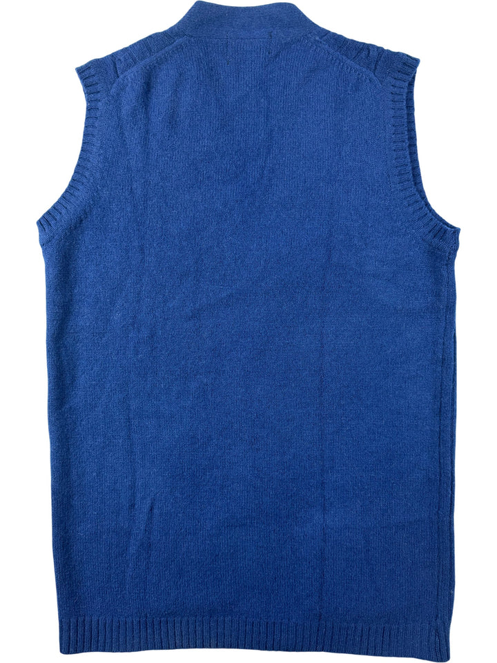 Shetland Style Blue Wool Vest - M - Think Vintage Online Ltd