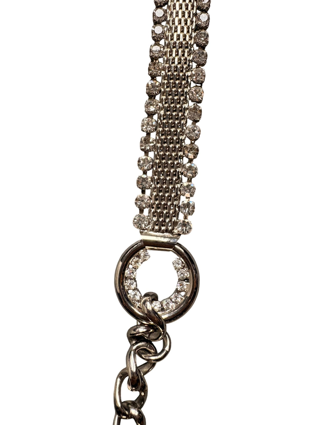 Silver Chain Belt with Rhinestone Accents