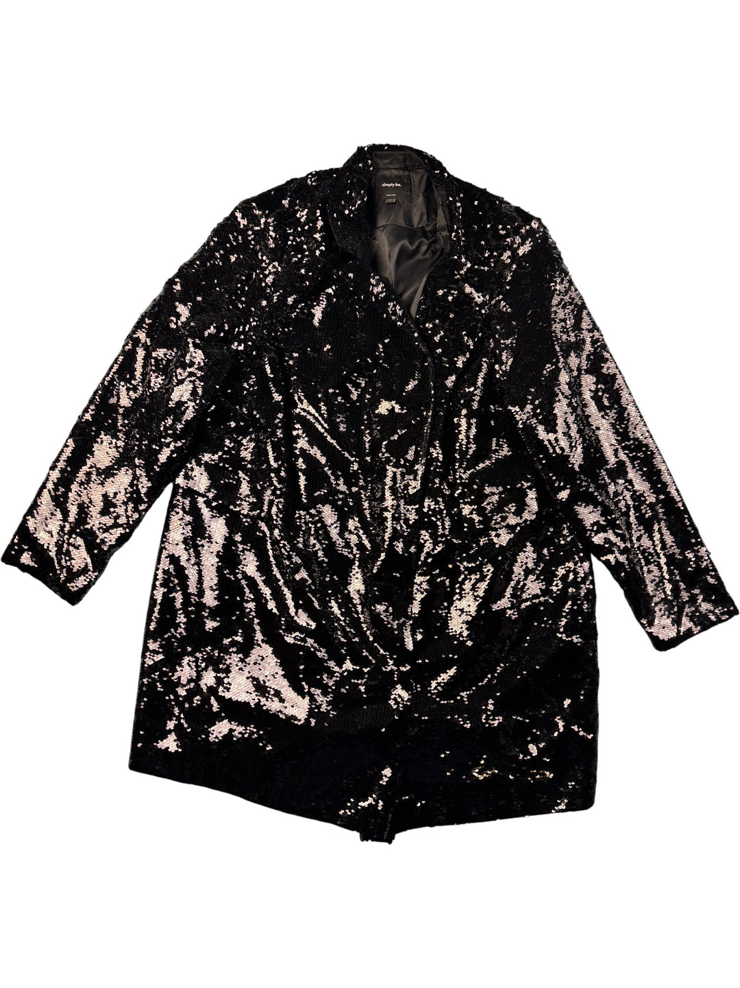 Simply Be Black Sequin Coat - XL - Think Vintage ltd