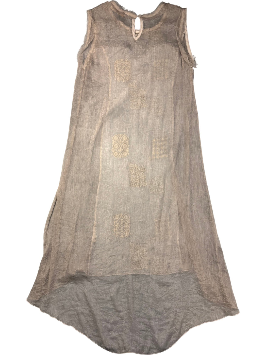 Simply Couture Beige Embroidered Sleeveless Dress - M - Think Vintage ltd
